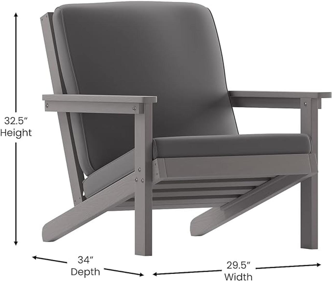 Flash Furniture Gray Fabric w/ Gray Resin Frame Adirondack Patio Club Chair JJ-C14021-GY-GG - Chicken Pieces
