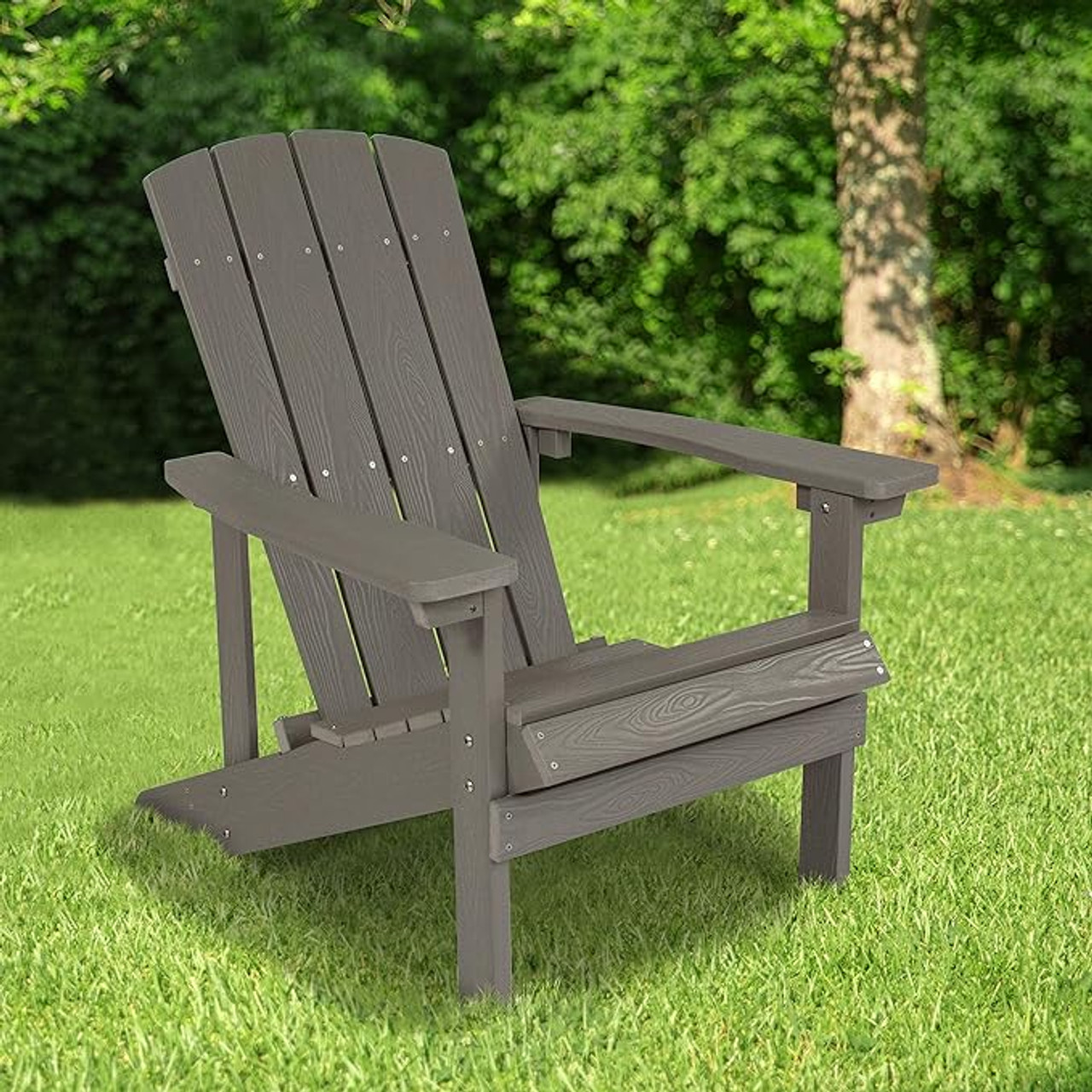 Flash Furniture 35"H, 29 1/2"W Resin, Gray JJ-C14501-LTG-GG Charlestown Adirondack Chair - Chicken Pieces