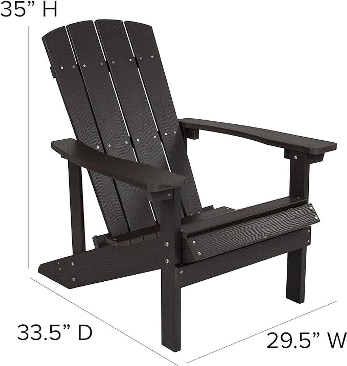 Flash Furniture 35"H, Resin, 29 1/2"W Slate Gray JJ-C14501-SLT-GG Charlestown Adirondack Chair - Chicken Pieces