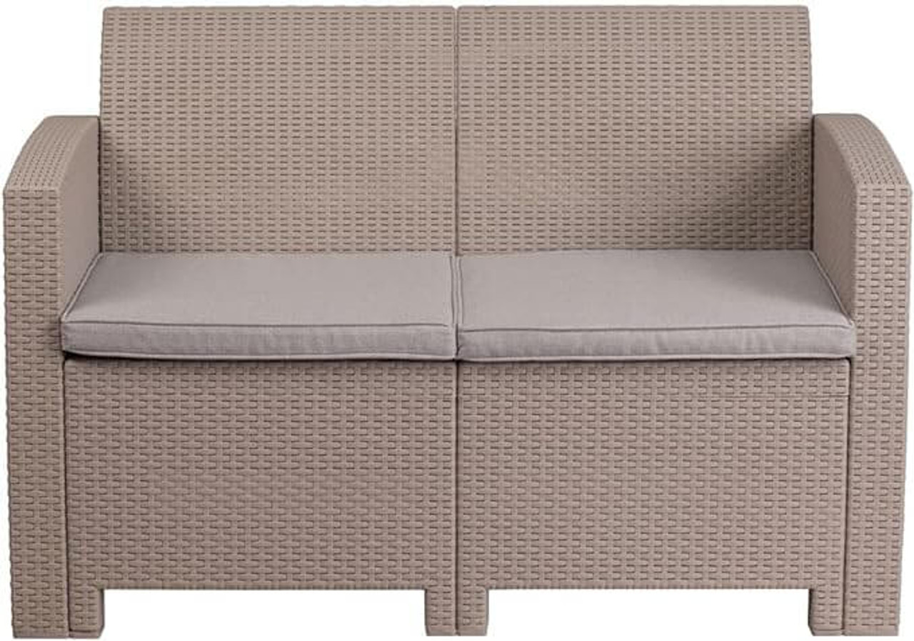 Flash Furniture 30"H, 47"W Resin, CharcoalDAD-SF2-2-GG Outdoor Loveseat w/ Seat Cushions - Chicken Pieces