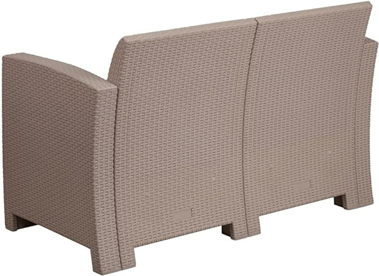 Flash Furniture 30"H, 47"W Resin, CharcoalDAD-SF2-2-GG Outdoor Loveseat w/ Seat Cushions - Chicken Pieces