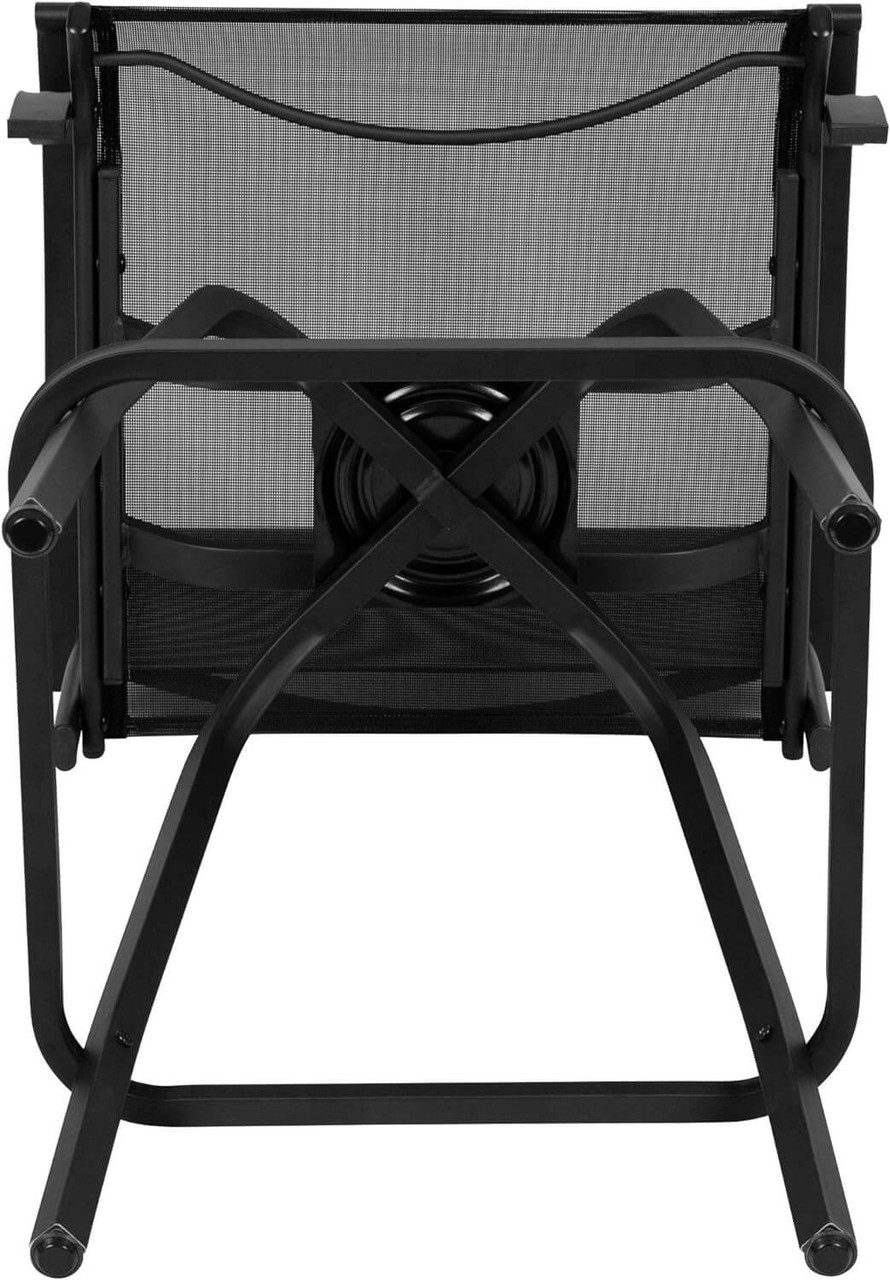 Flash Furniture Set of 2, Black Steel/Gray Fabric 2-ET-SWVLPTO-30-GR-GG Patio Swivel Bar Stool - Chicken Pieces