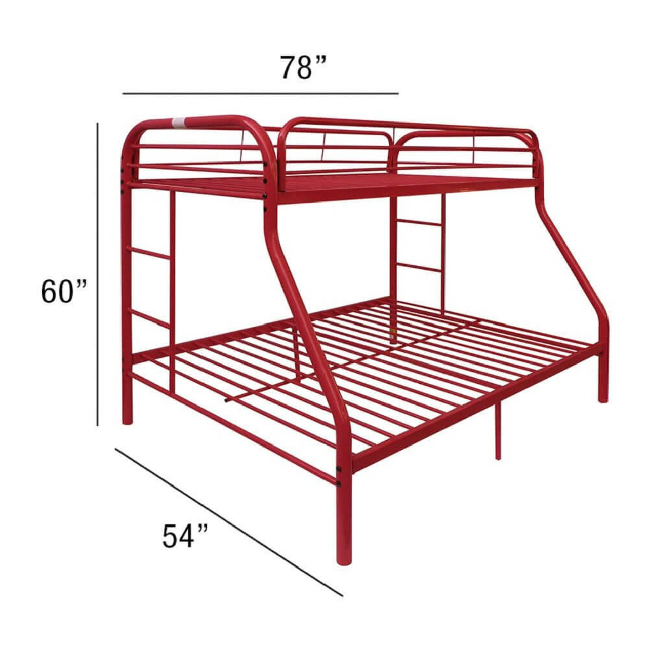 homeroots bed & bath Red Twin Over Full Size Bunk Bed 