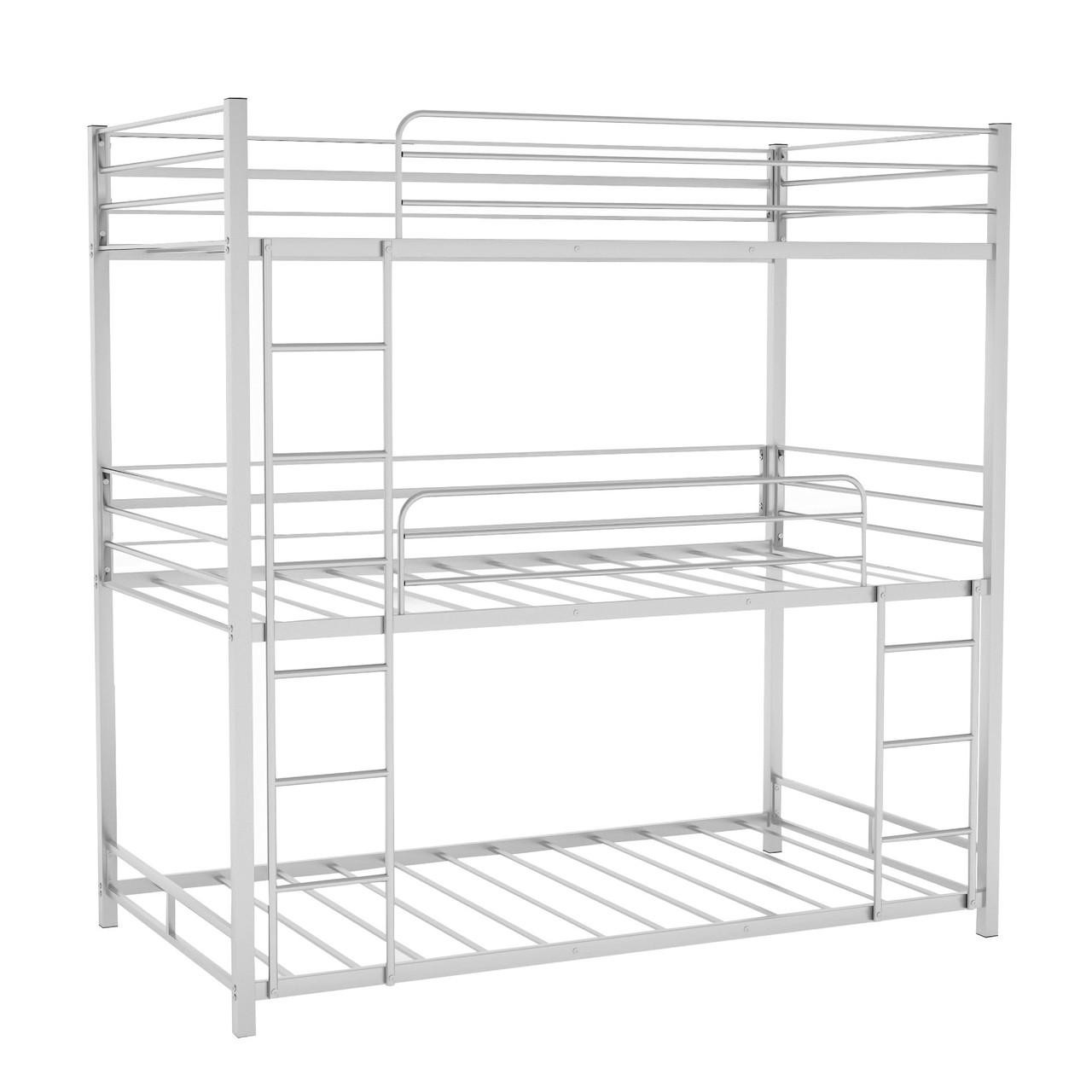 homeroots bed & bath Silver Twin Over Twin Over Twin Traditional Bunk Bed 