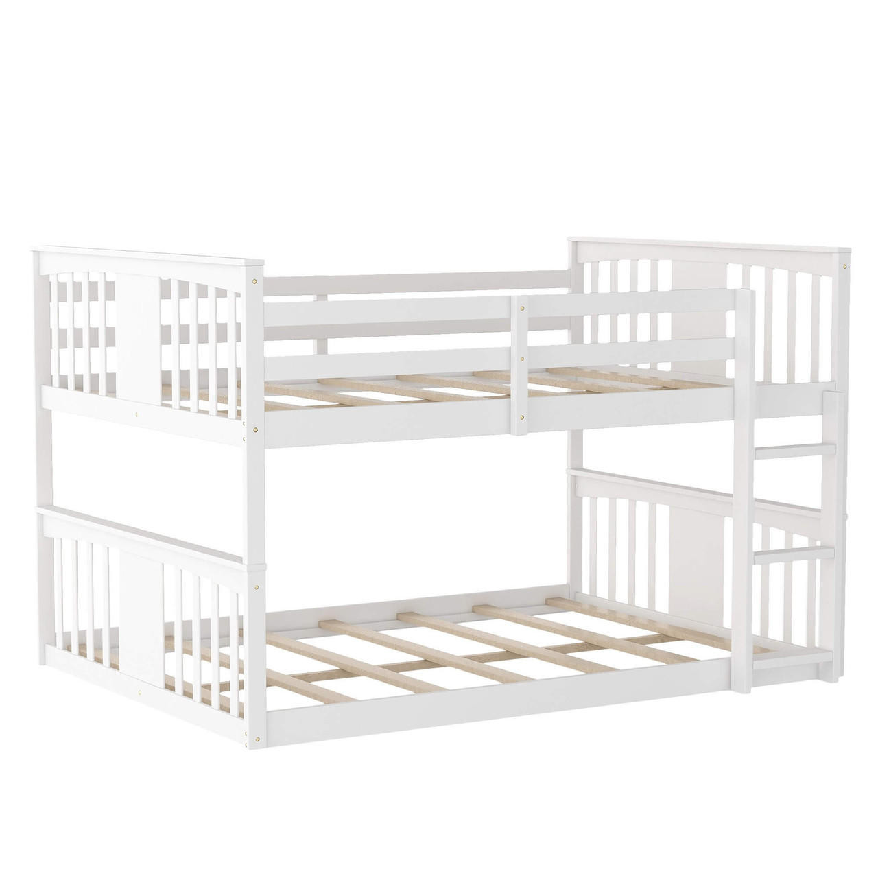 homeroots bed & bath White Classic Full Over Full Bunk Bed with Ladder 