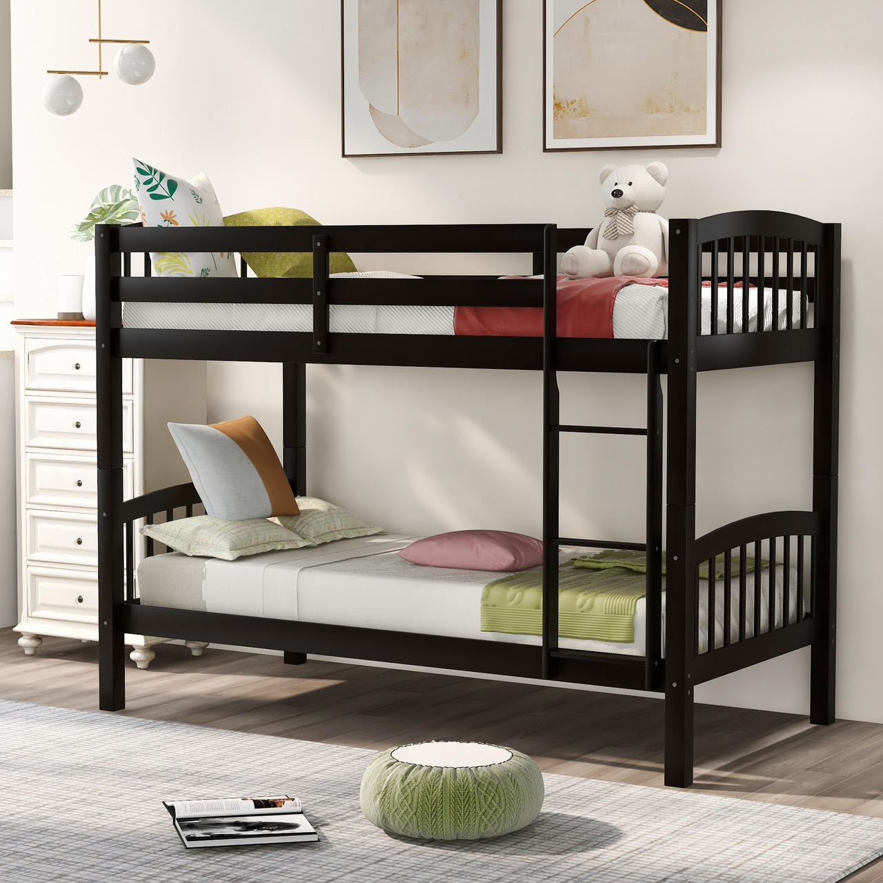 homeroots bed & bath Brown Twin Over Twin Bunk Bed 