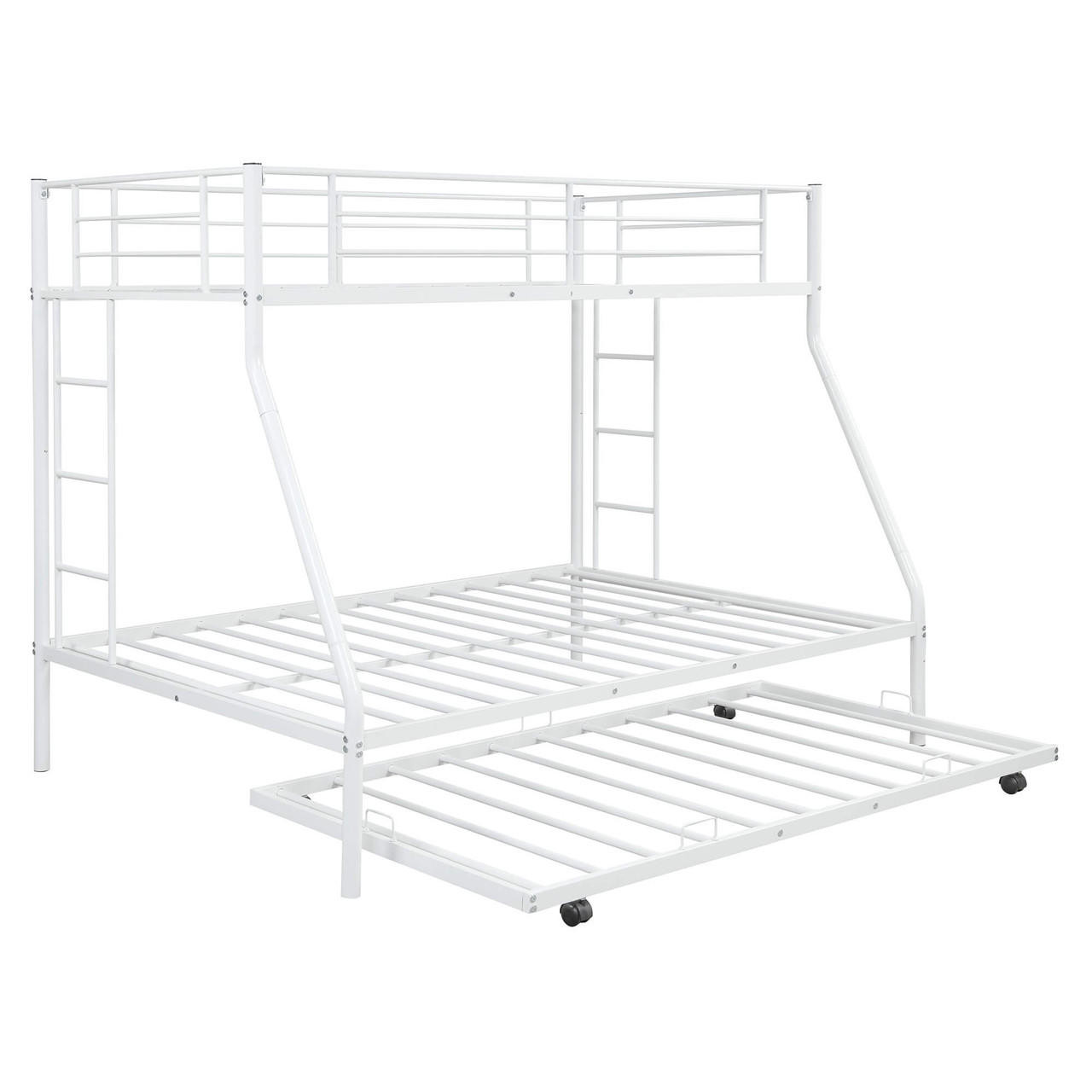 homeroots bed & bath White Twin Over Full Size Bunk Bed with Trundle 
