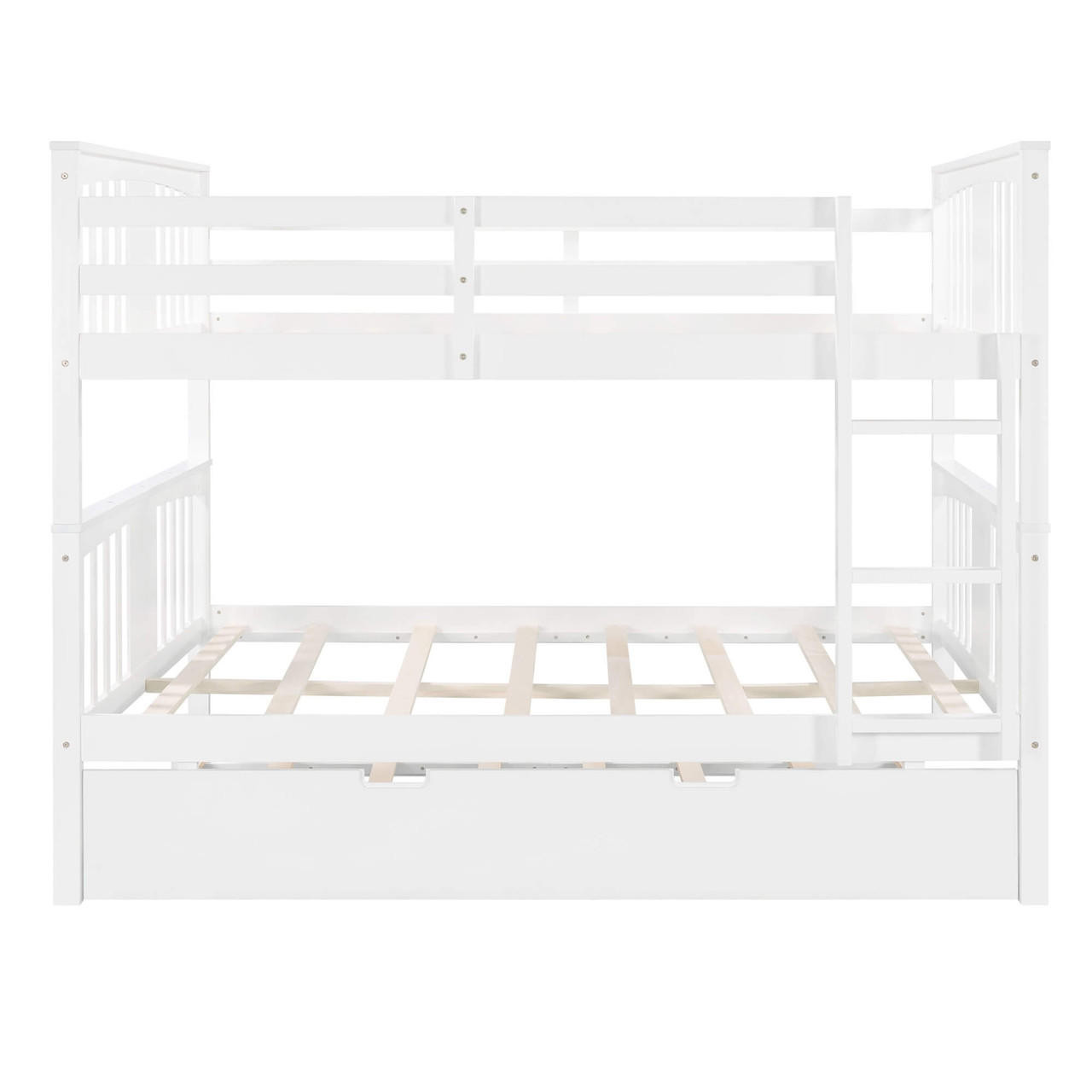 homeroots bed & bath White Double Full Size Over Twin Trundle Bunk Bed 