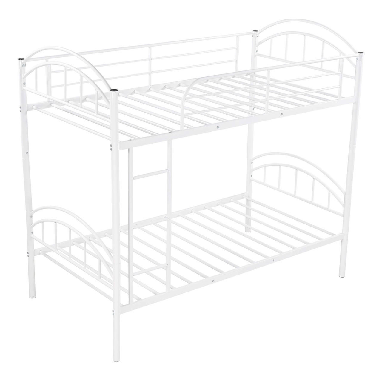 homeroots bed & bath White Modern Classic Twin Over Twin Metal Bunk Bed 