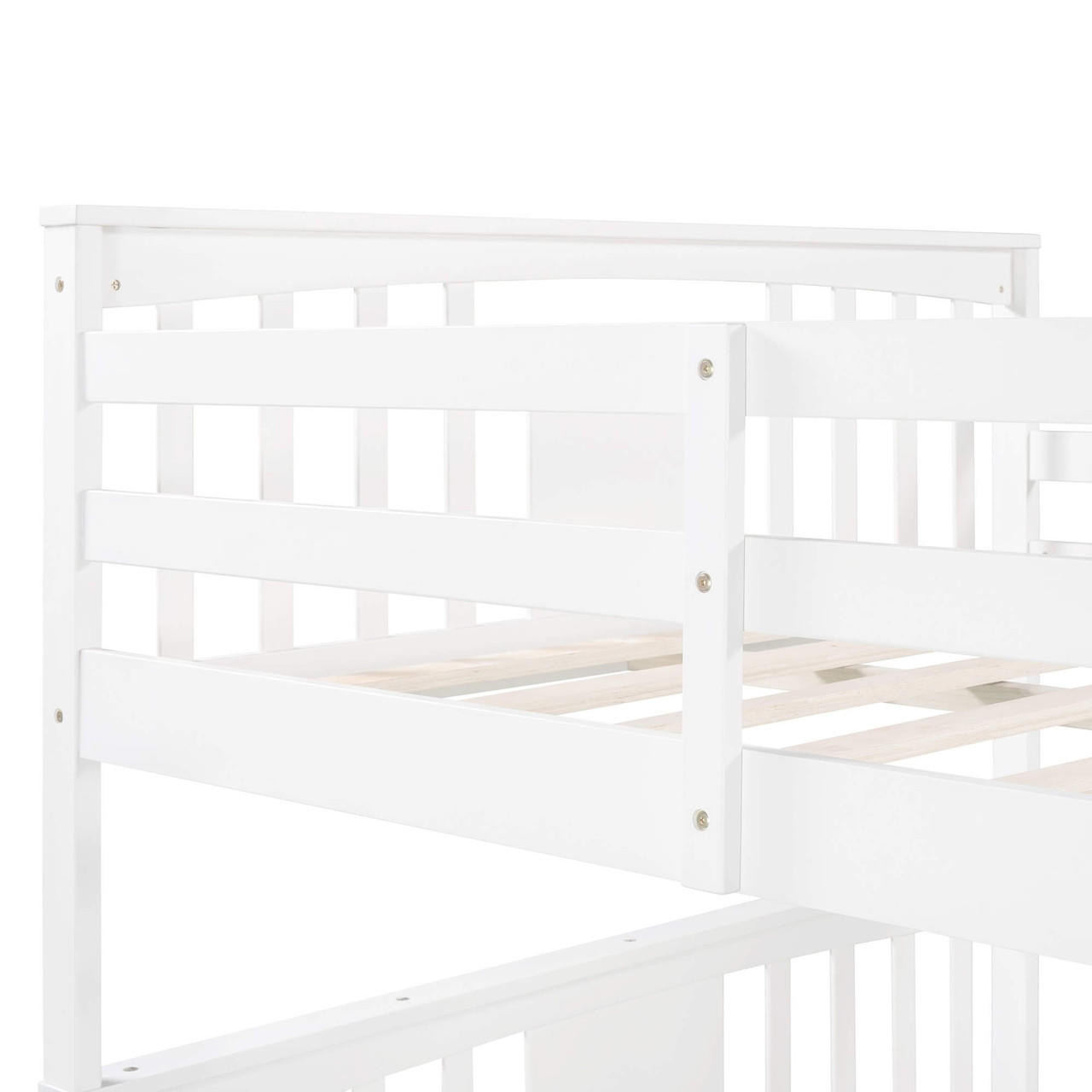 homeroots bed & bath Modern White Full Over Full Bunk Bed with Two Drawers 