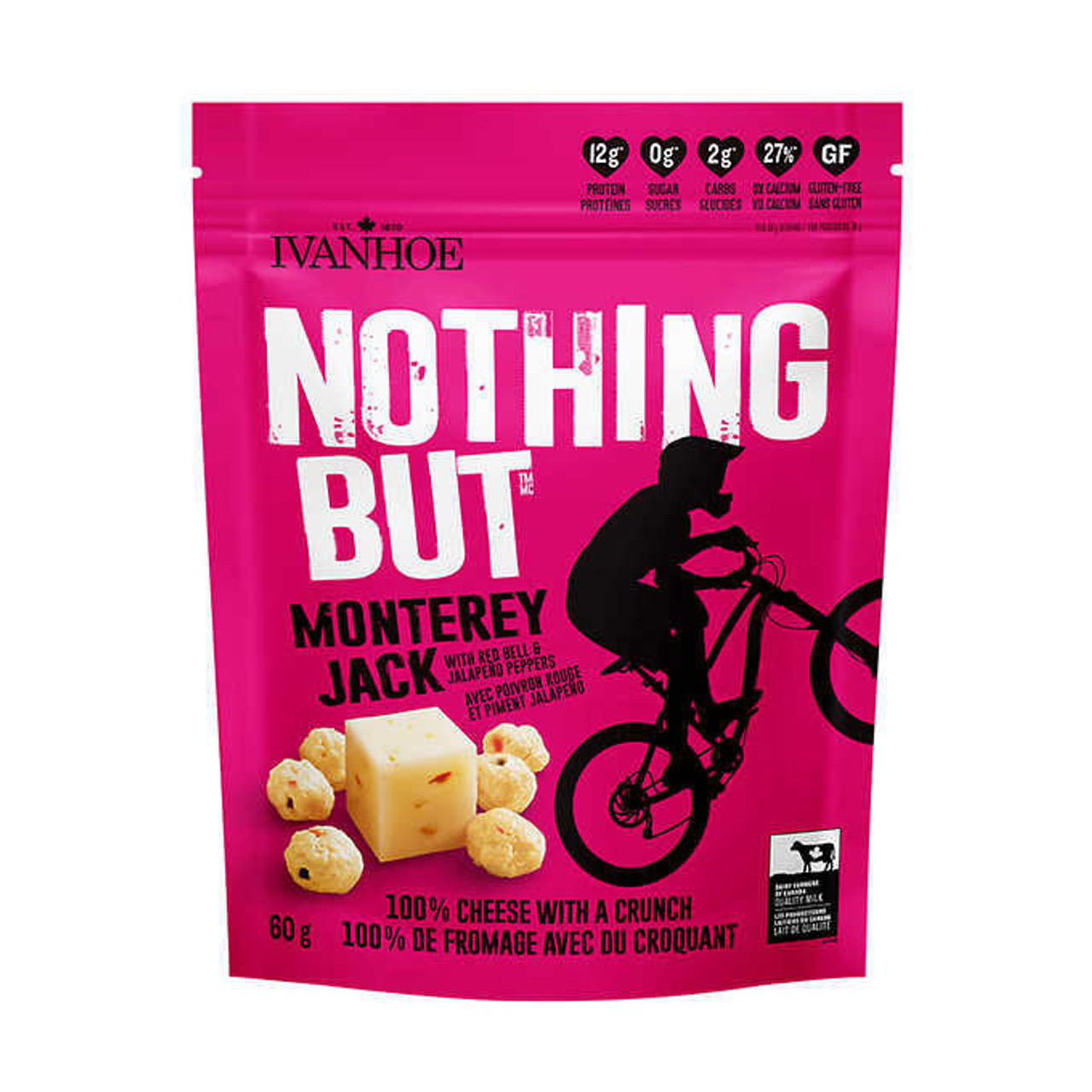 Nothing But Ivanhoe Nothing But Cheese Snacks Variety Pack - 12 Bags x 60g, High Protein 