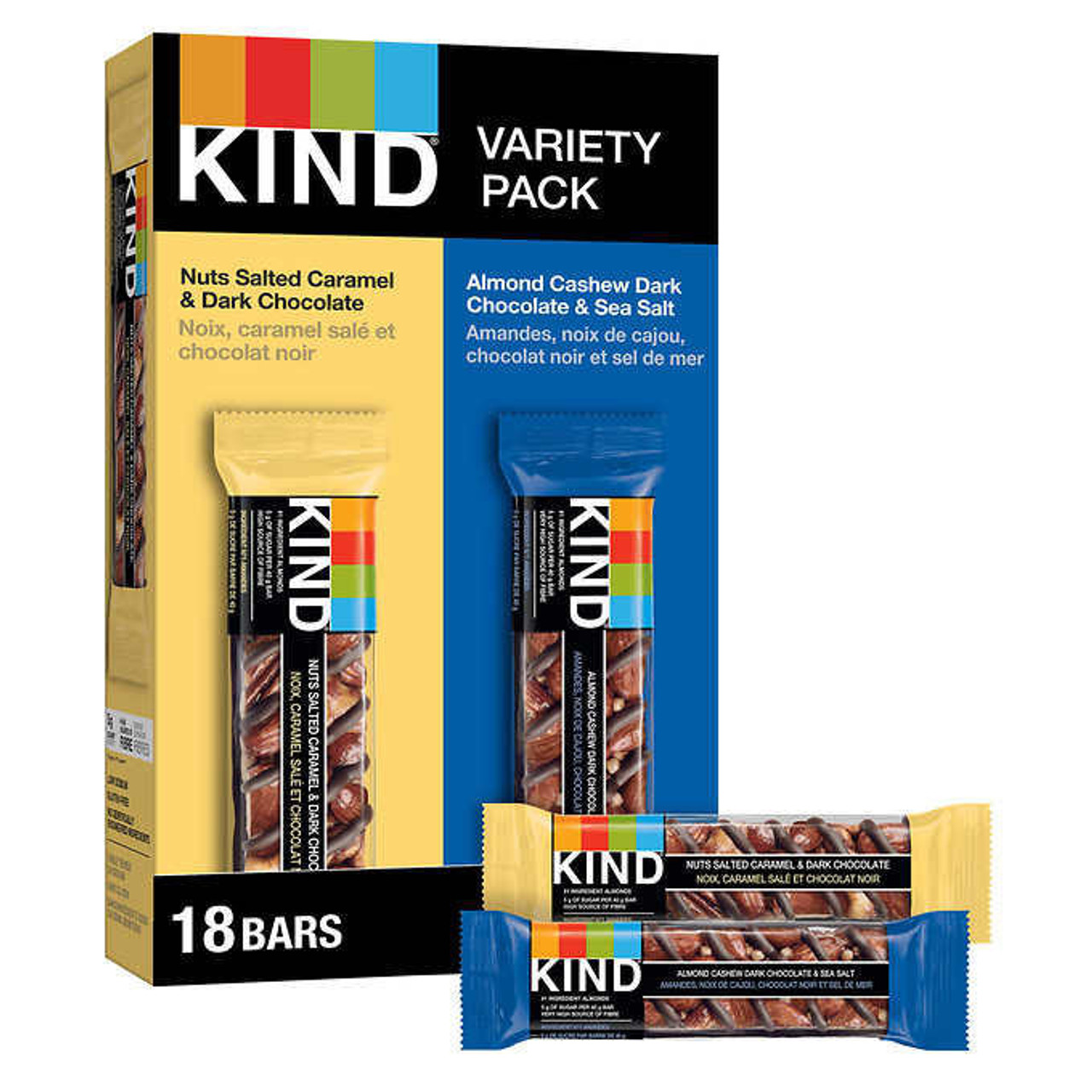 KIND Kind Nut Bars Variety Pack - 18 Bars x 40g, Real Ingredients, Low Sugar (6/Case) 