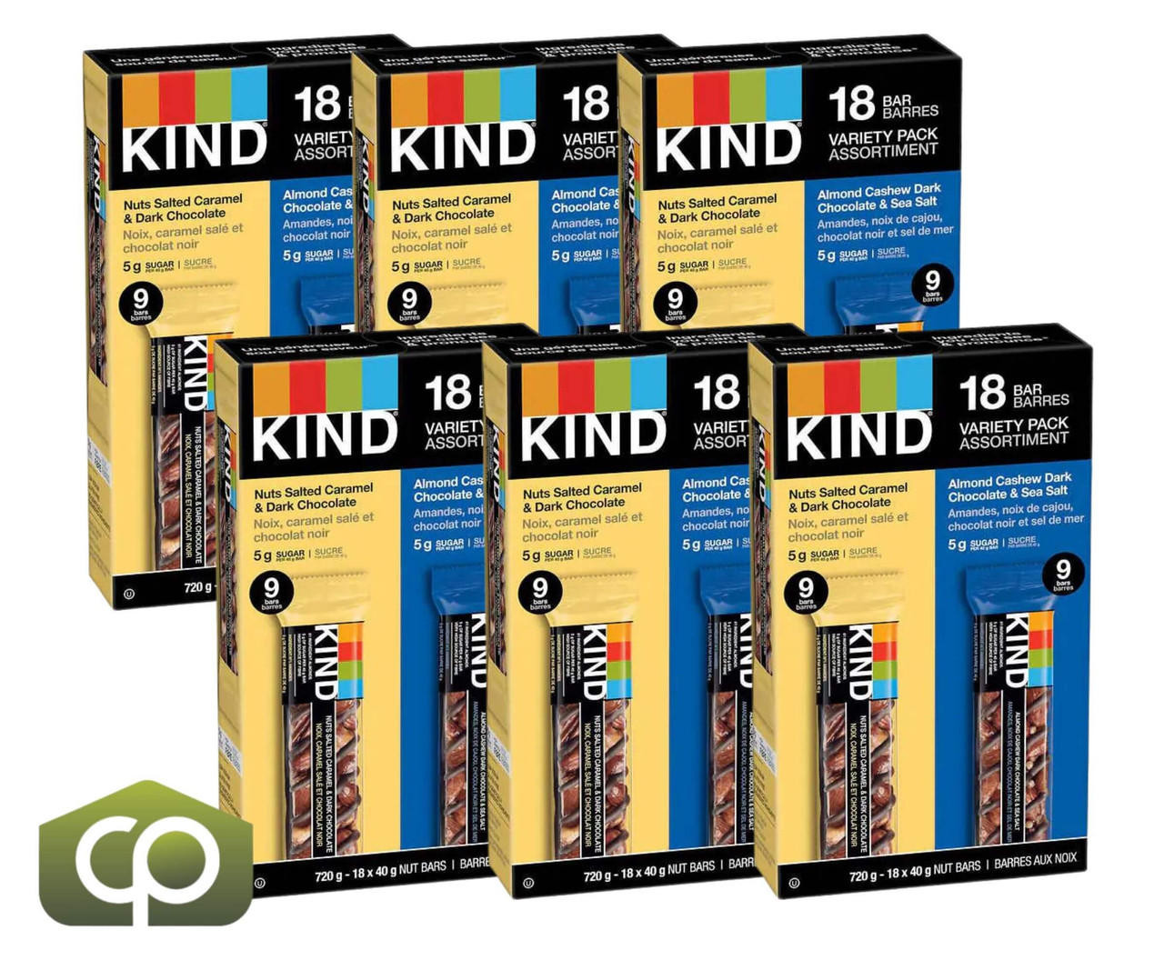 KIND Kind Nut Bars Variety Pack - 18 Bars x 40g, Real Ingredients, Low Sugar (6/Case) 