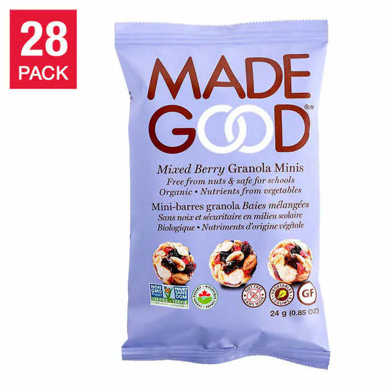 MADE GOOD MadeGood Mixed Berry Granola Minis - 28 Packs x 24g, Nut-Free (6/Case) 