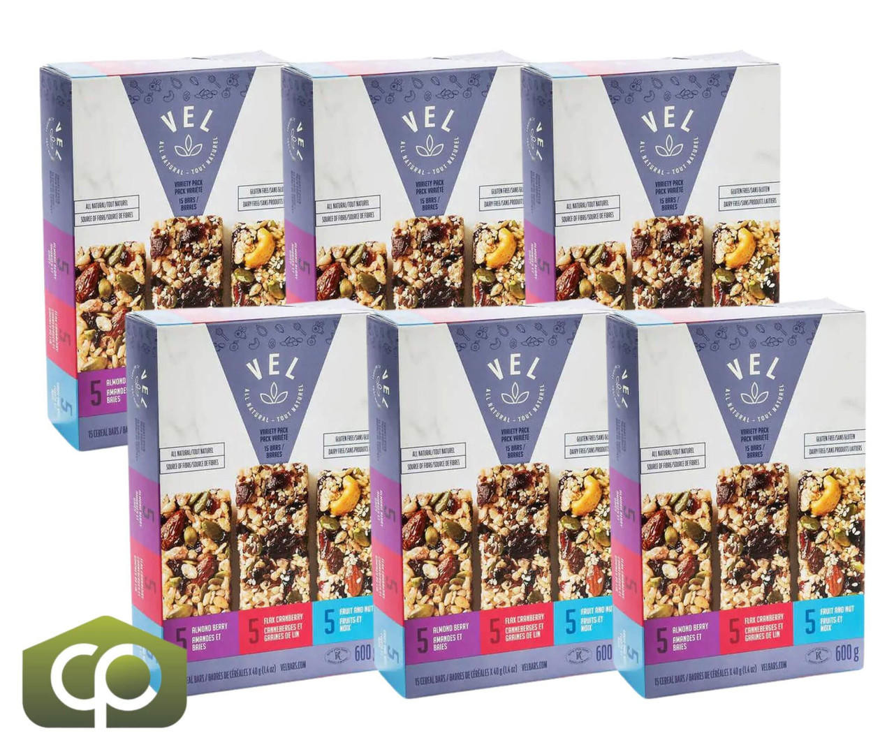  VEL Bars Variety Pack - 15 Bars x 40g (1.4 oz) (6/Case) 