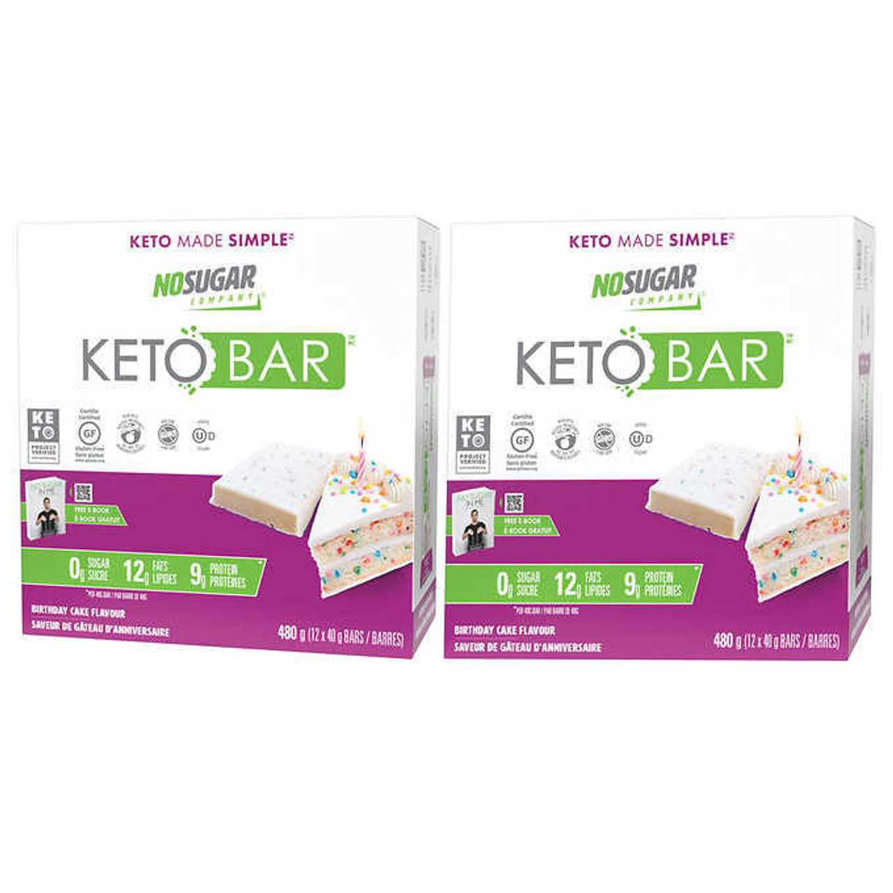 No Sugar Company No Sugar Keto Bar - Bars, 480g, Rich in Flavour, Healthy Fats (6/Case) 