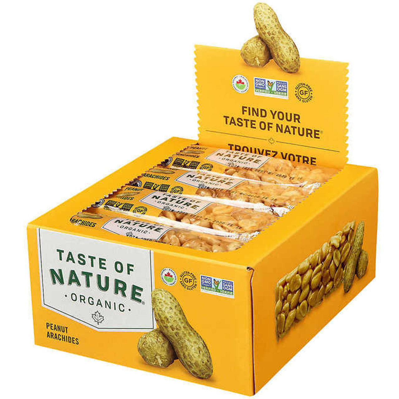  Taste of Nature Organic Peanut Snack Bars - 16 Bars x 40g, Certified Organic (6/Case) 