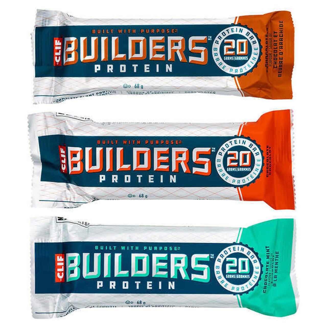 Clif Bar Builders Protein - 18 Bars x 68g (2.4 oz), Complete Plant Protein (6/Case) 