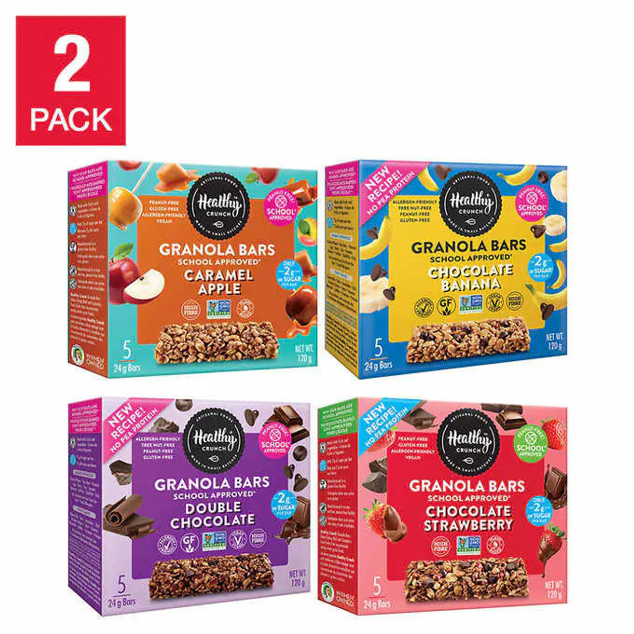  Healthy Crunch Granola Bars Variety Pack - 5 Bars x 24g, School Approved (8/Case) 