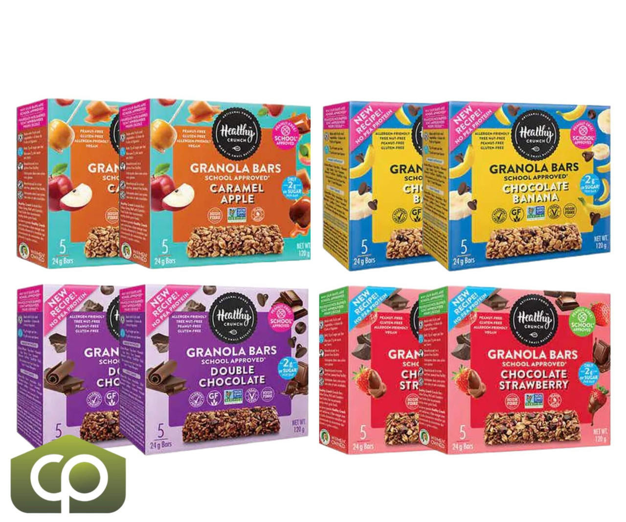  Healthy Crunch Granola Bars Variety Pack - 5 Bars x 24g, School Approved (8/Case) 