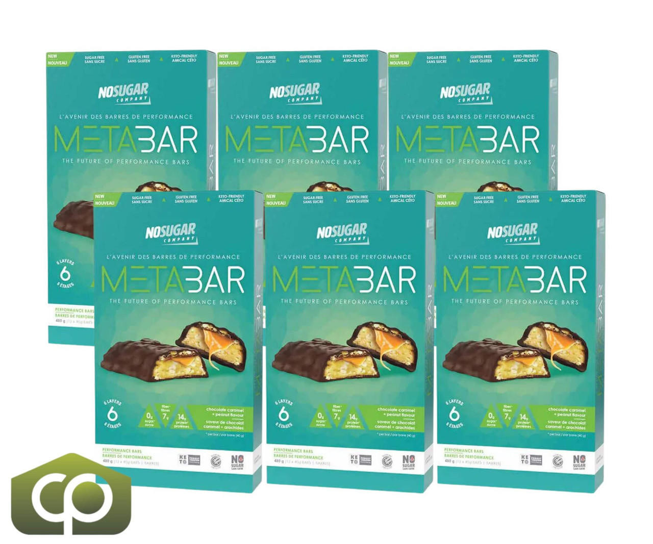 No Sugar Company No Sugar MetaBar, Chocolate Caramel & Peanut Flavour Performance Bars (6/Case) 