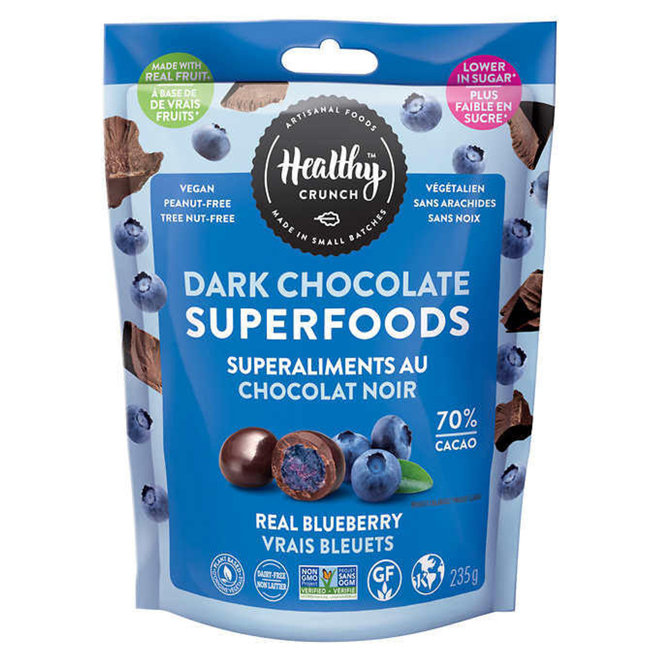  Healthy Crunch - Dark Chocolate Superfoods Variety Pack - 235g, Dairy-Free (6/Case) 