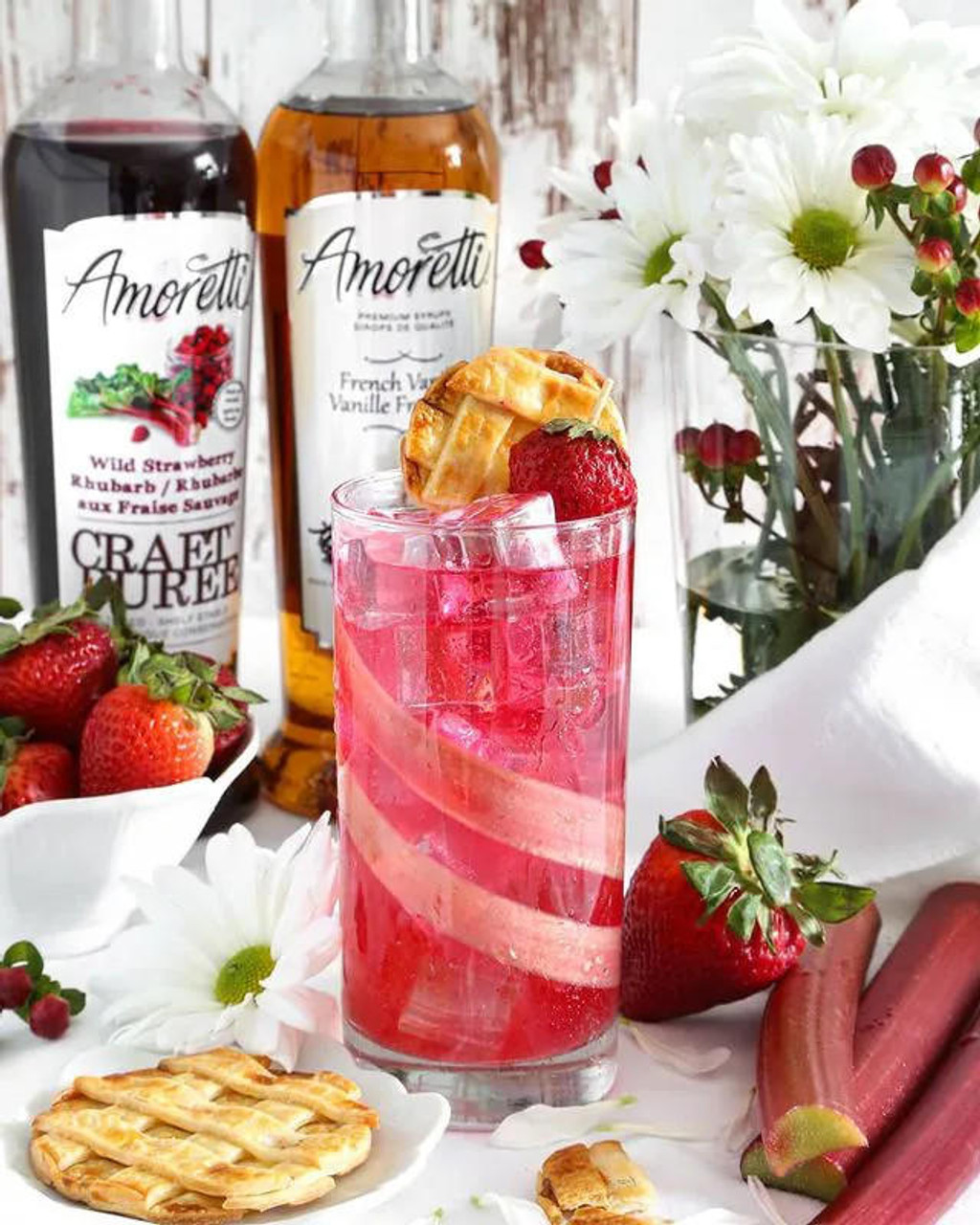 AMORETTI Amoretti Wild Strawberry Rhubarb Craft Puree 1 Gallon -Sweet and Tangy Bliss 