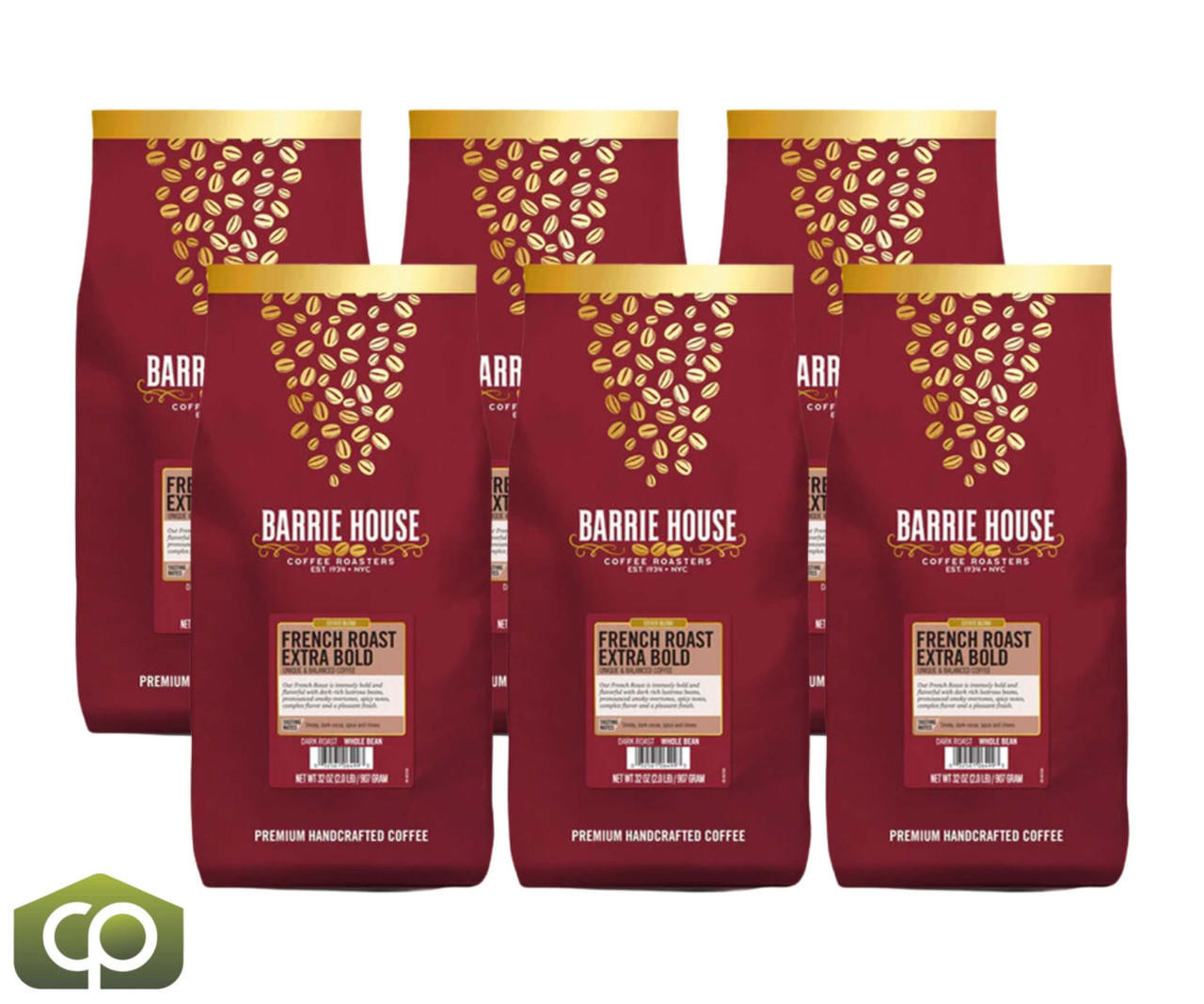  Barrie House 2 lb. 6/Case French Roast Extra Bold Whole Bean Coffee 