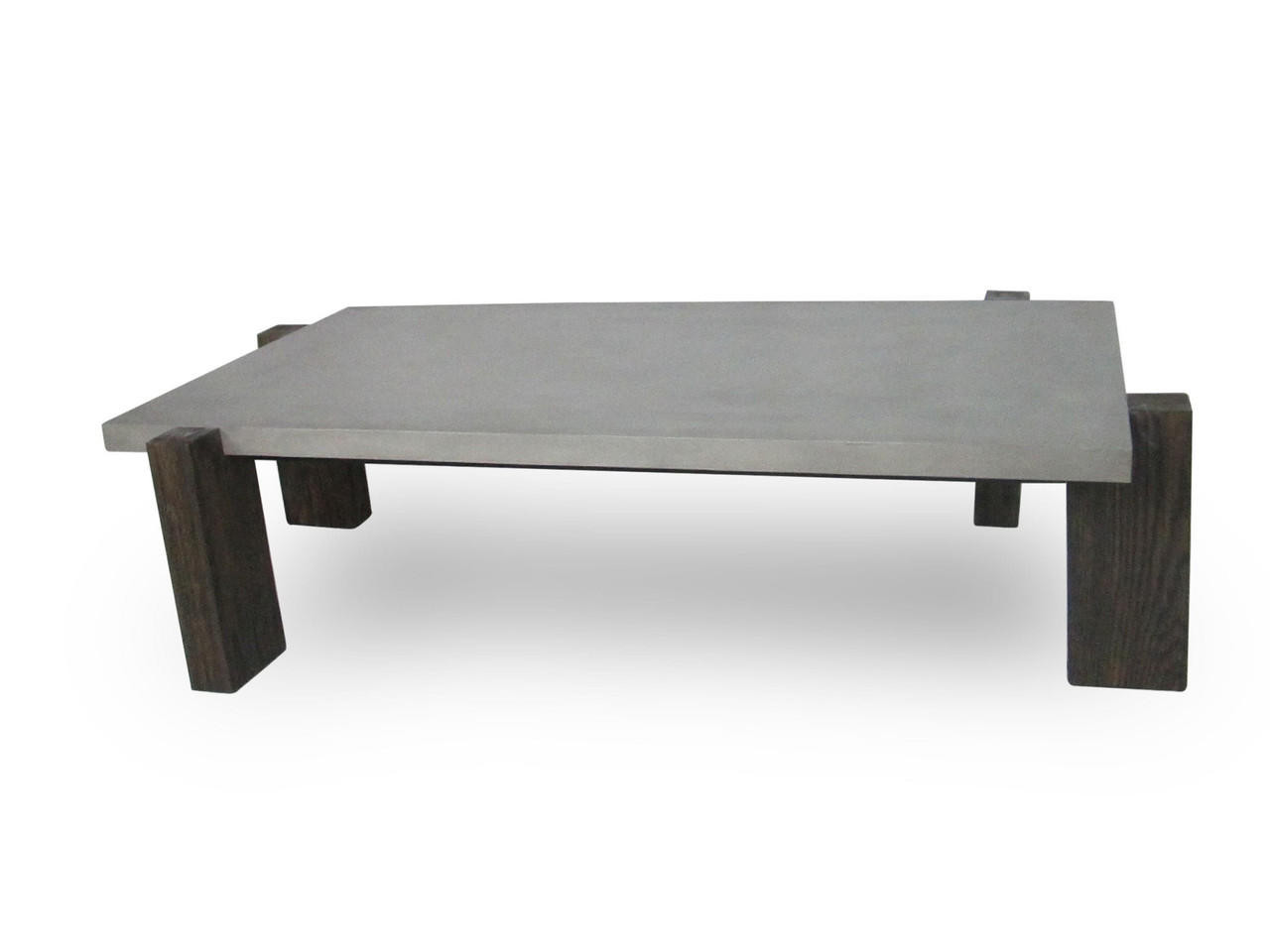 homeroots living room 33" Walnut And Dark Grey Concrete Rectangular Coffee Table 