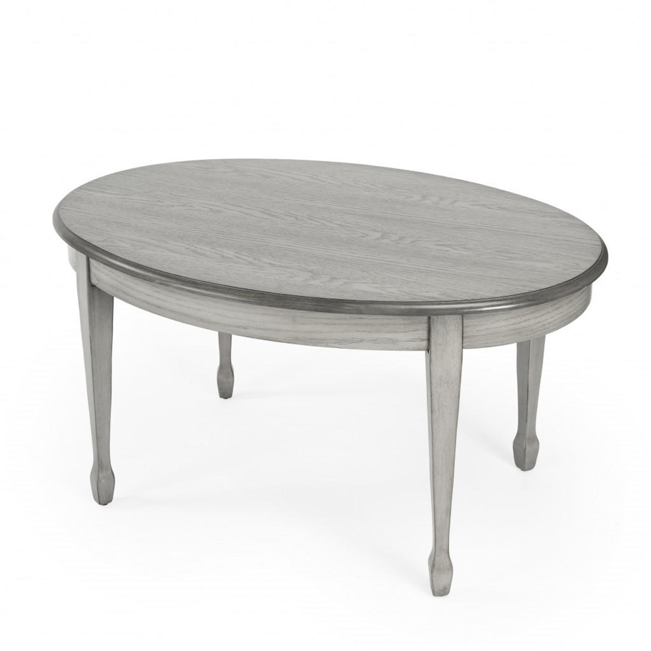 homeroots living room 38" Gray Oval Distressed Coffee Table 