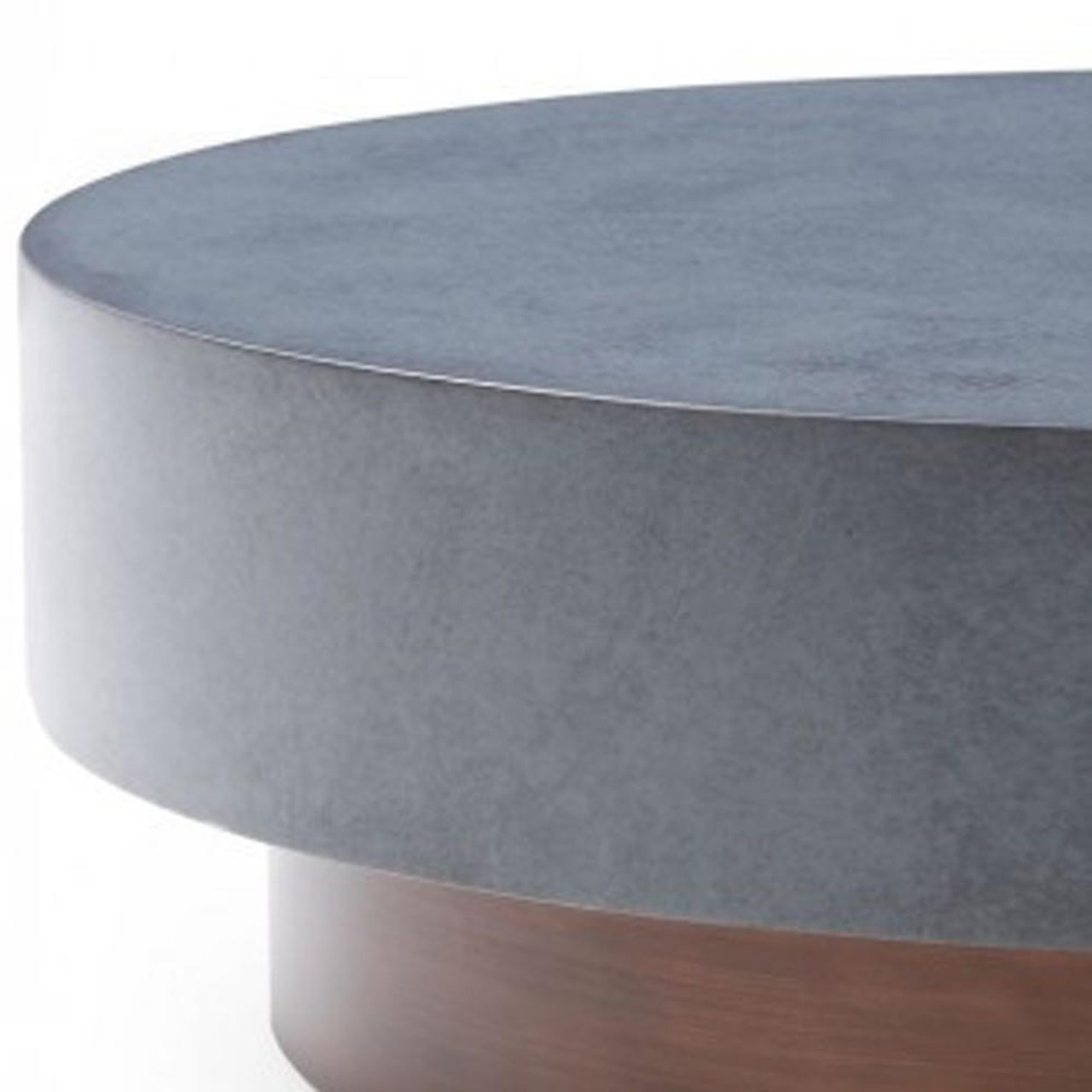 homeroots living room 48" Antique Copper And Grey Steel Round Coffee Table 