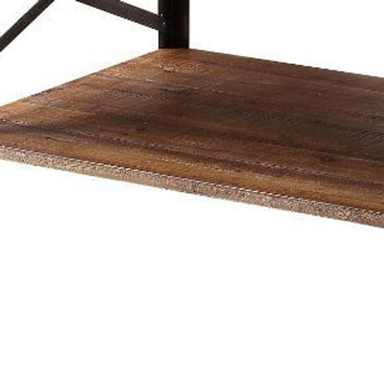 homeroots living room 48" Sandy Black And Weathered Oak Rectangular Coffee Table With Shelf 