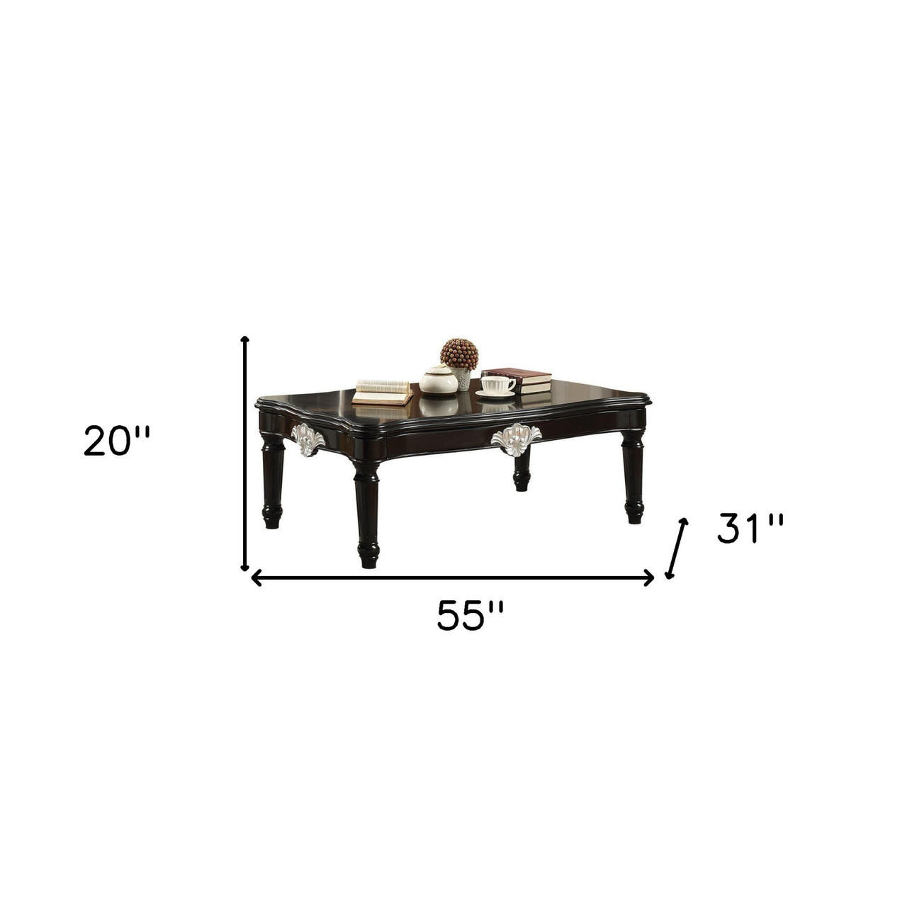 homeroots living room 55" Black Rectangular Coffee Table 
