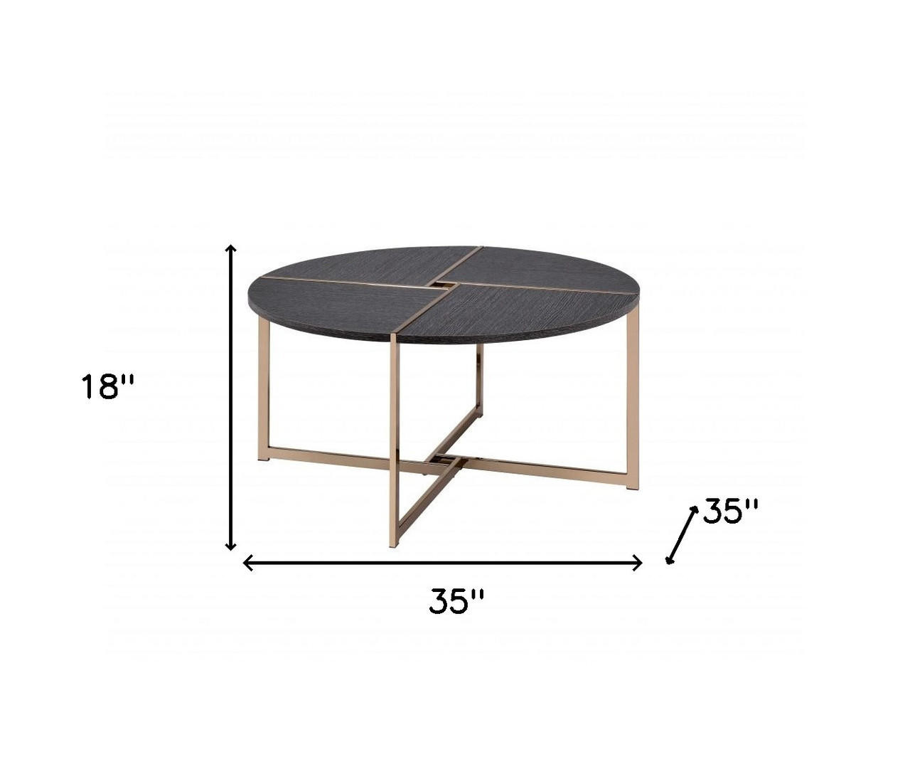 homeroots living room 35" Champagne And Black Round Coffee Table 