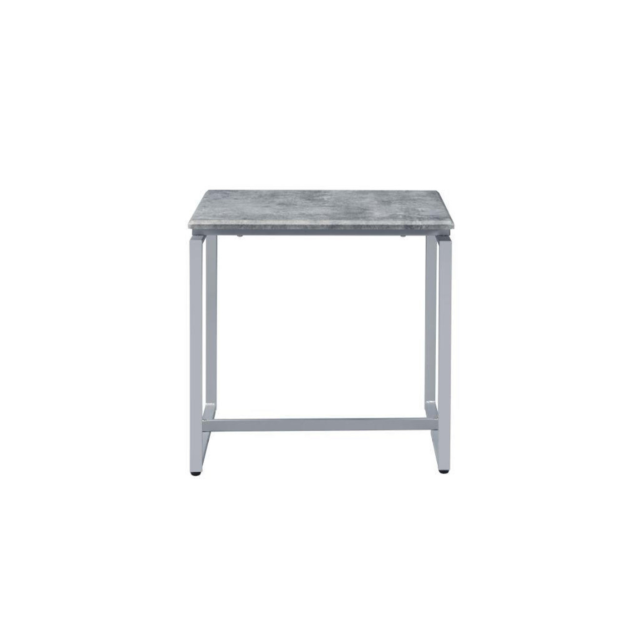 homeroots living room 47" Silver And Faux Concrete Pvc Veneer Rectangular Coffee Table 