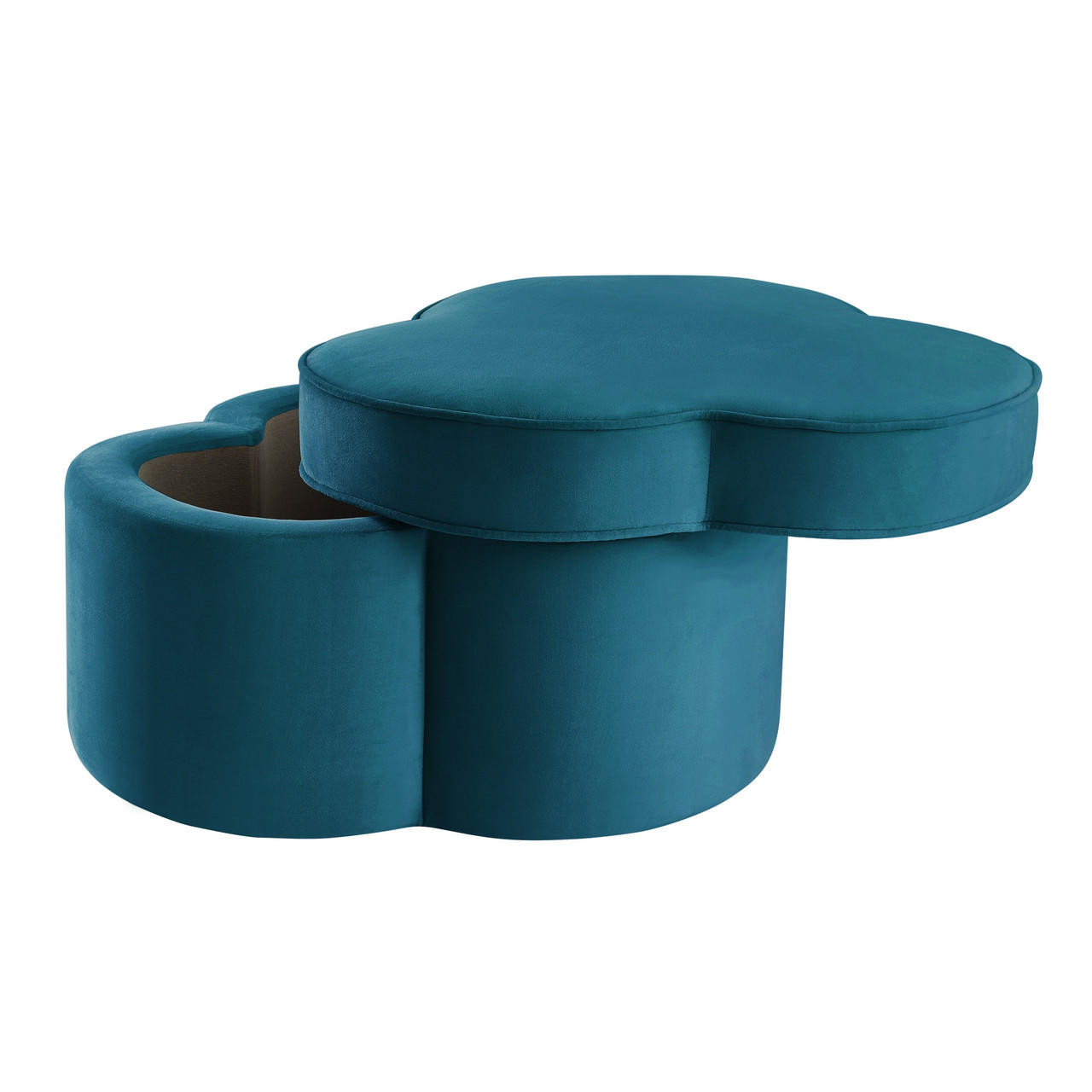 homeroots living room 28" Teal Blue Velvet Specialty Cocktail Ottoman 