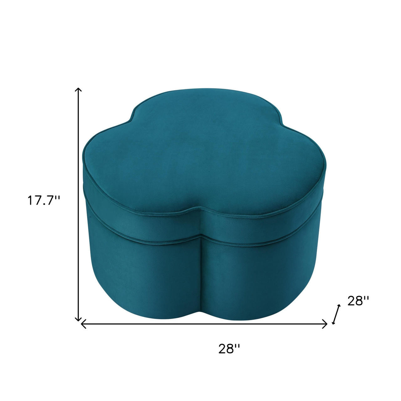 homeroots living room 28" Teal Blue Velvet Specialty Cocktail Ottoman 