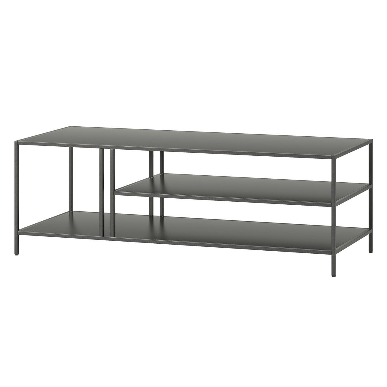 homeroots living room 48" Gray Steel Rectangular Coffee Table With Two Shelves 