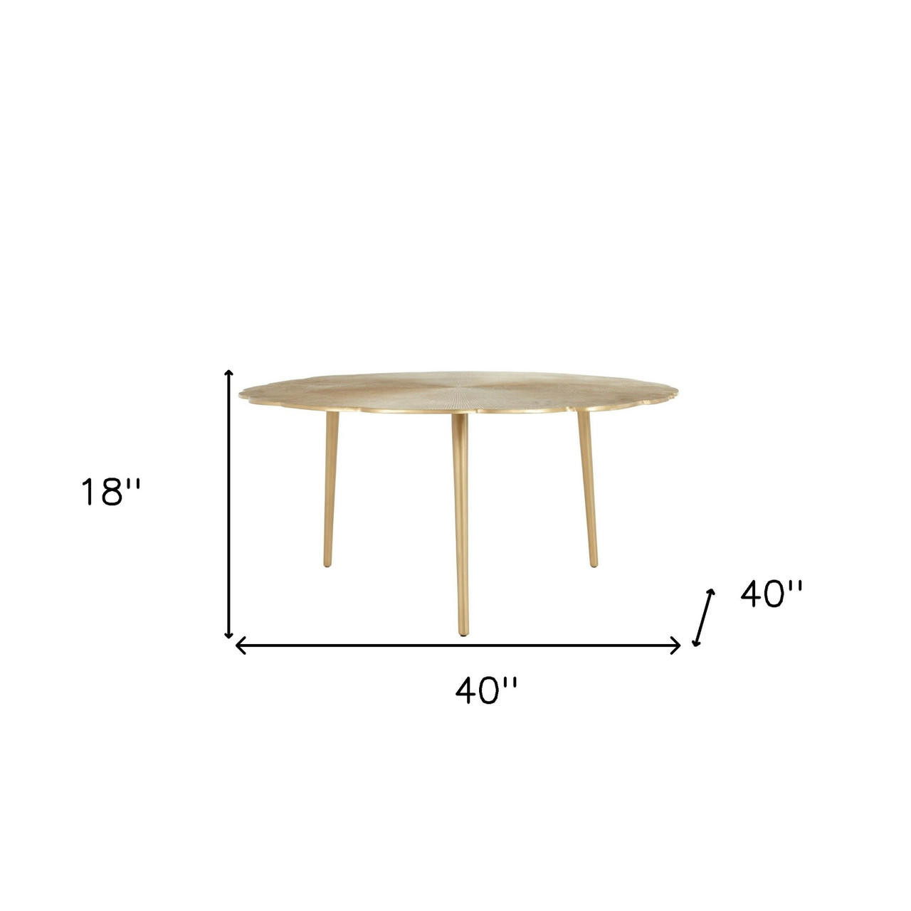 homeroots living room 40" Gold Aluminum Round Mirrored Distressed Coffee Table 