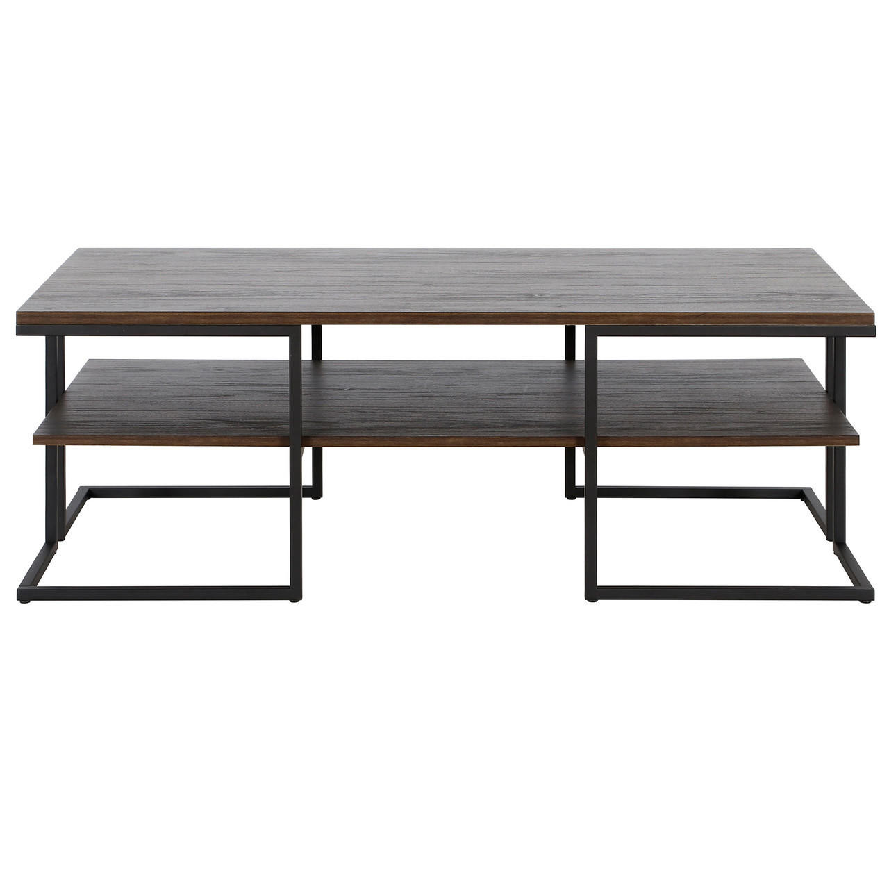 homeroots living room 45" Black and Brown Rectangular Coffee Table With Shelf 