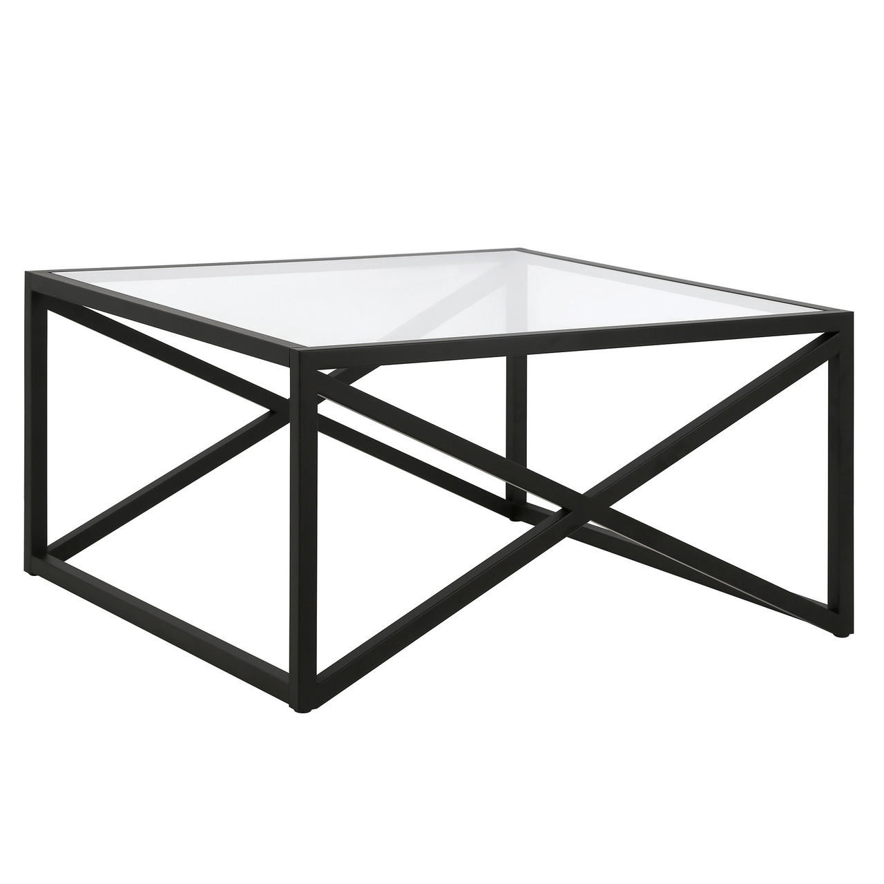 homeroots living room 32" Black Glass Square Coffee Table 