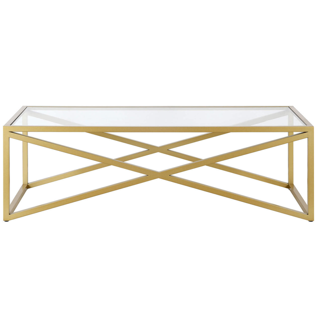 homeroots living room 54" Gold Glass Rectangular Coffee Table 
