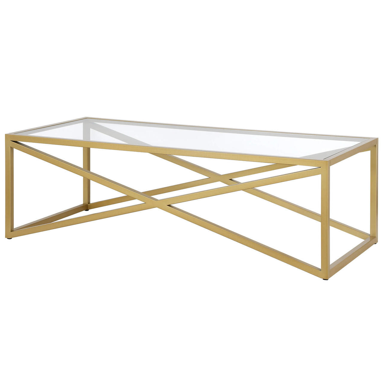 homeroots living room 54" Gold Glass Rectangular Coffee Table 