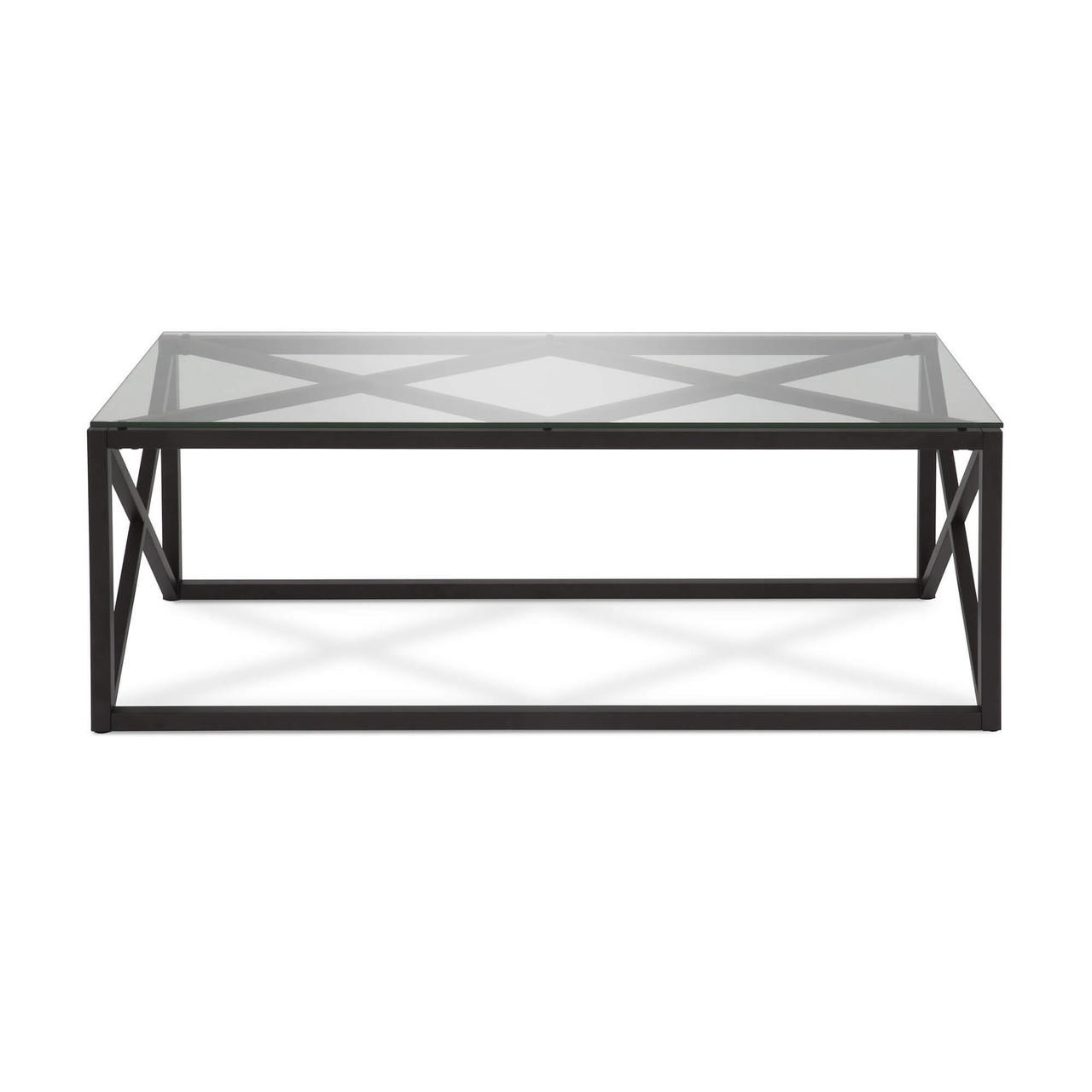 homeroots living room 46" Black Glass Rectangular Coffee Table 