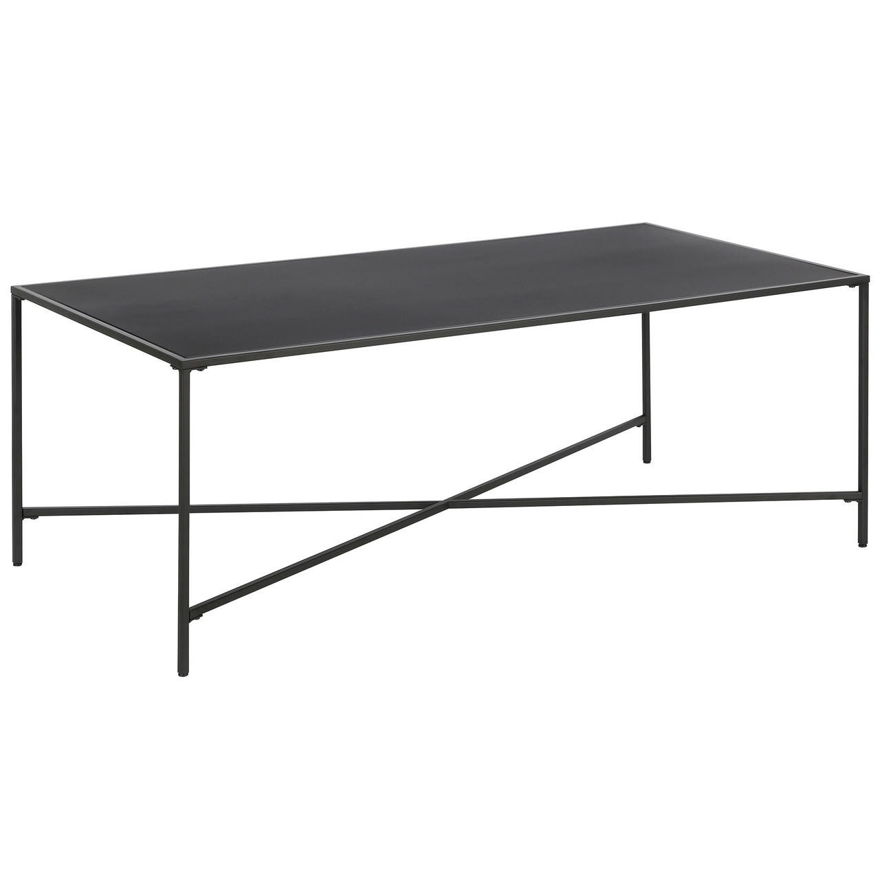 homeroots living room 48" Black Steel Rectangular Coffee Table 