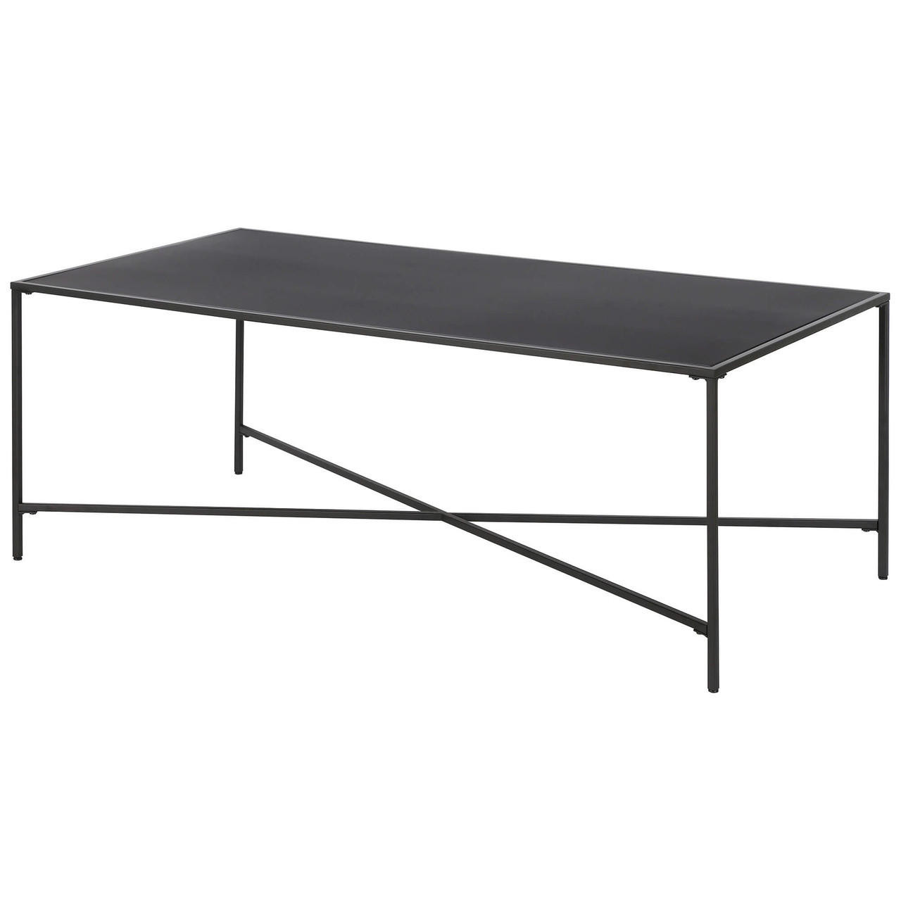 homeroots living room 48" Black Steel Rectangular Coffee Table 