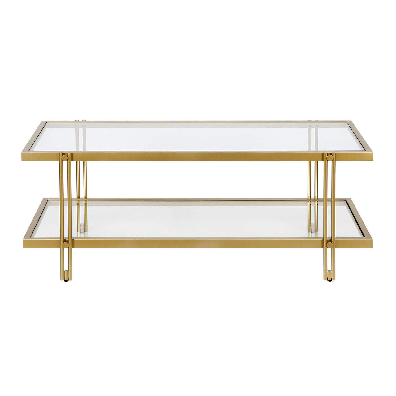 homeroots living room 45" Gold Glass Rectangular Coffee Table With Shelf - CP-HMEROOTS-521021 