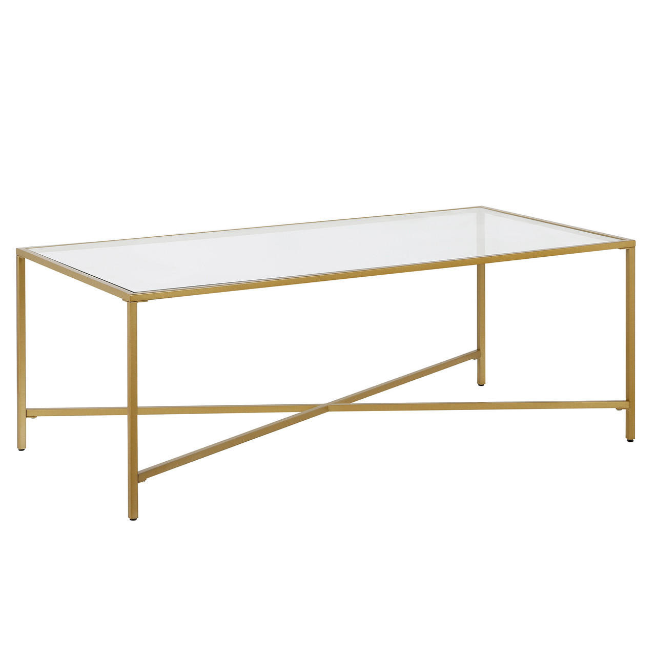 homeroots living room 48" Gold Glass Rectangular Coffee Table 