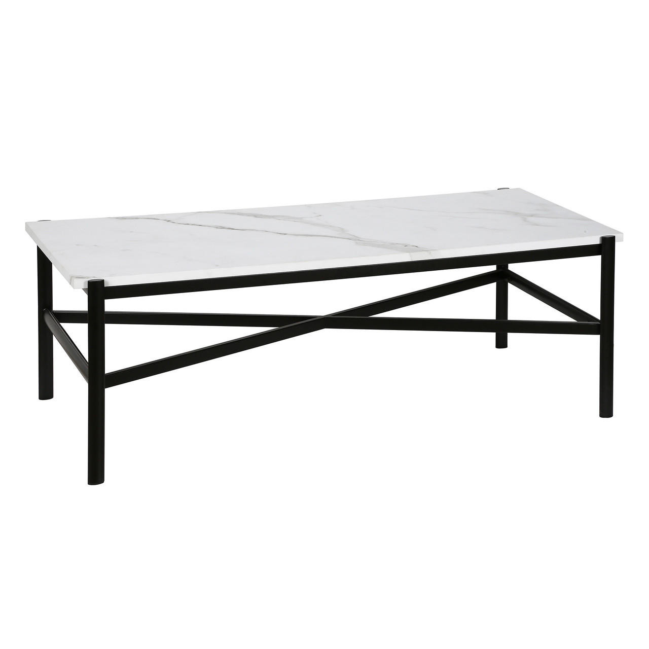homeroots living room 46" Black Faux Marble Rectangular Coffee Table 