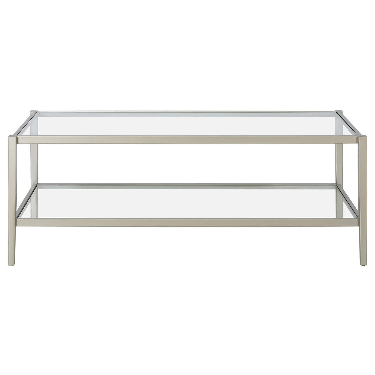 homeroots living room 45" Silver Glass Rectangular Coffee Table With Shelf - CP-HMEROOTS-521039 